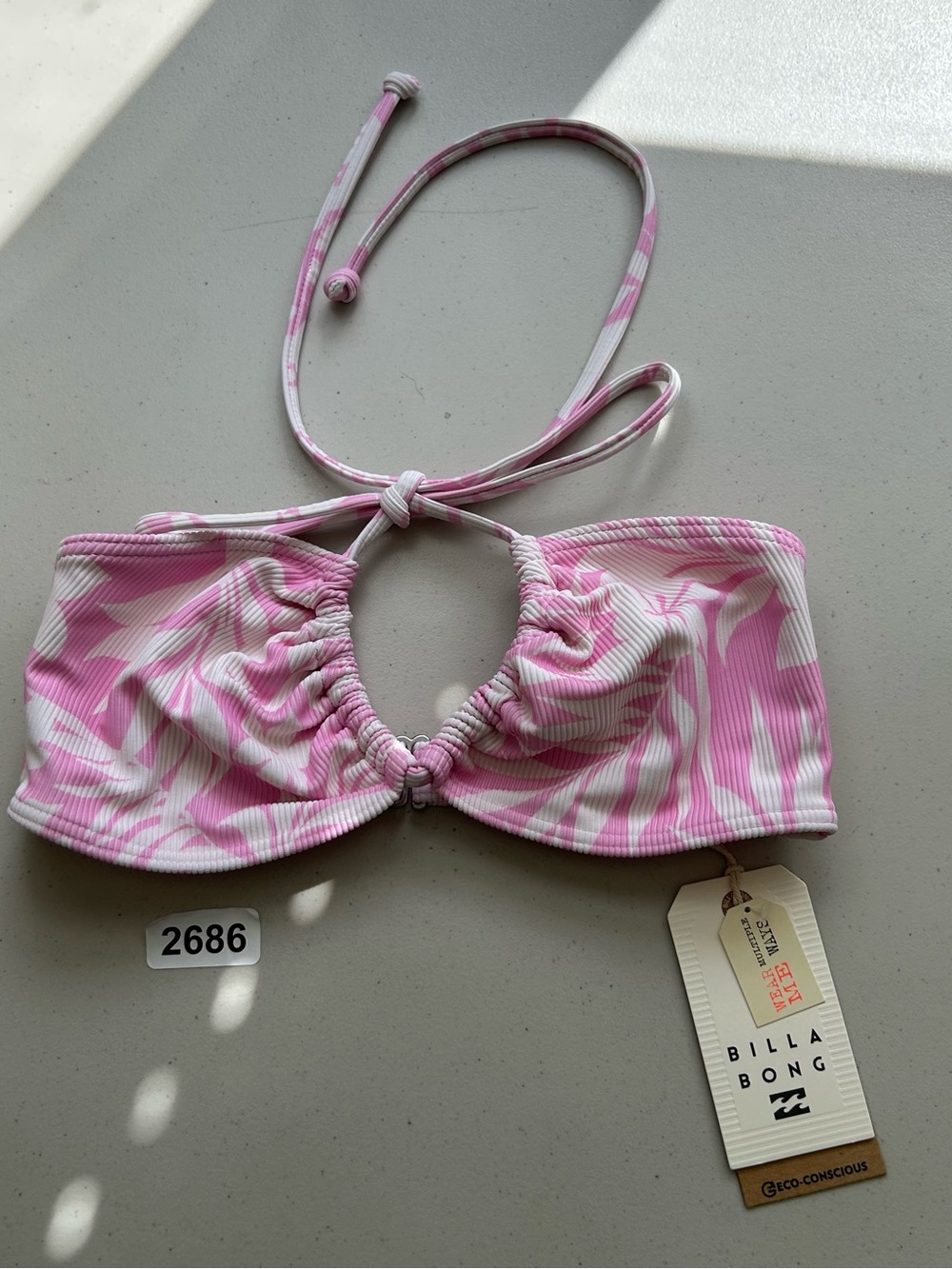 Billabong Bikini Top Small Sweet Waves Drew Bandeau Pink New